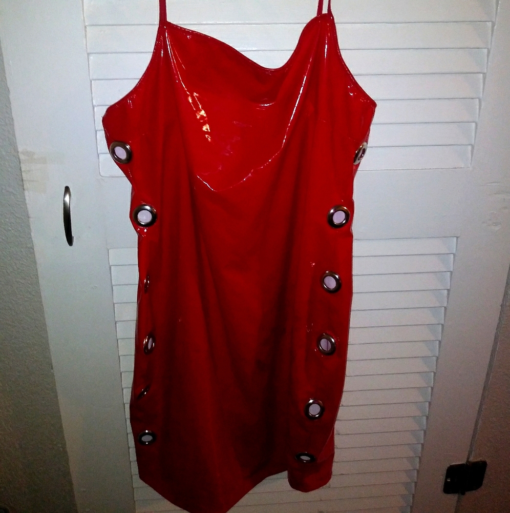 Red Pleather Dress Plus